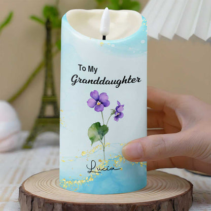 To My Granddaughter, Love From Grandma, Flowers - Personalized Custom LED Candle - GDT373_LECA