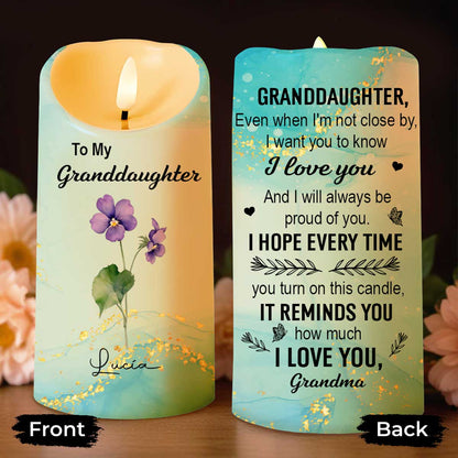 To My Granddaughter, Love From Grandma, Flowers - Personalized Custom LED Candle - GDT373_LECA