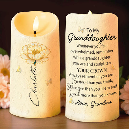 To My Granddaughter, Remember Your Crown - Personalized Custom LED Candle - GDT375_LECA
