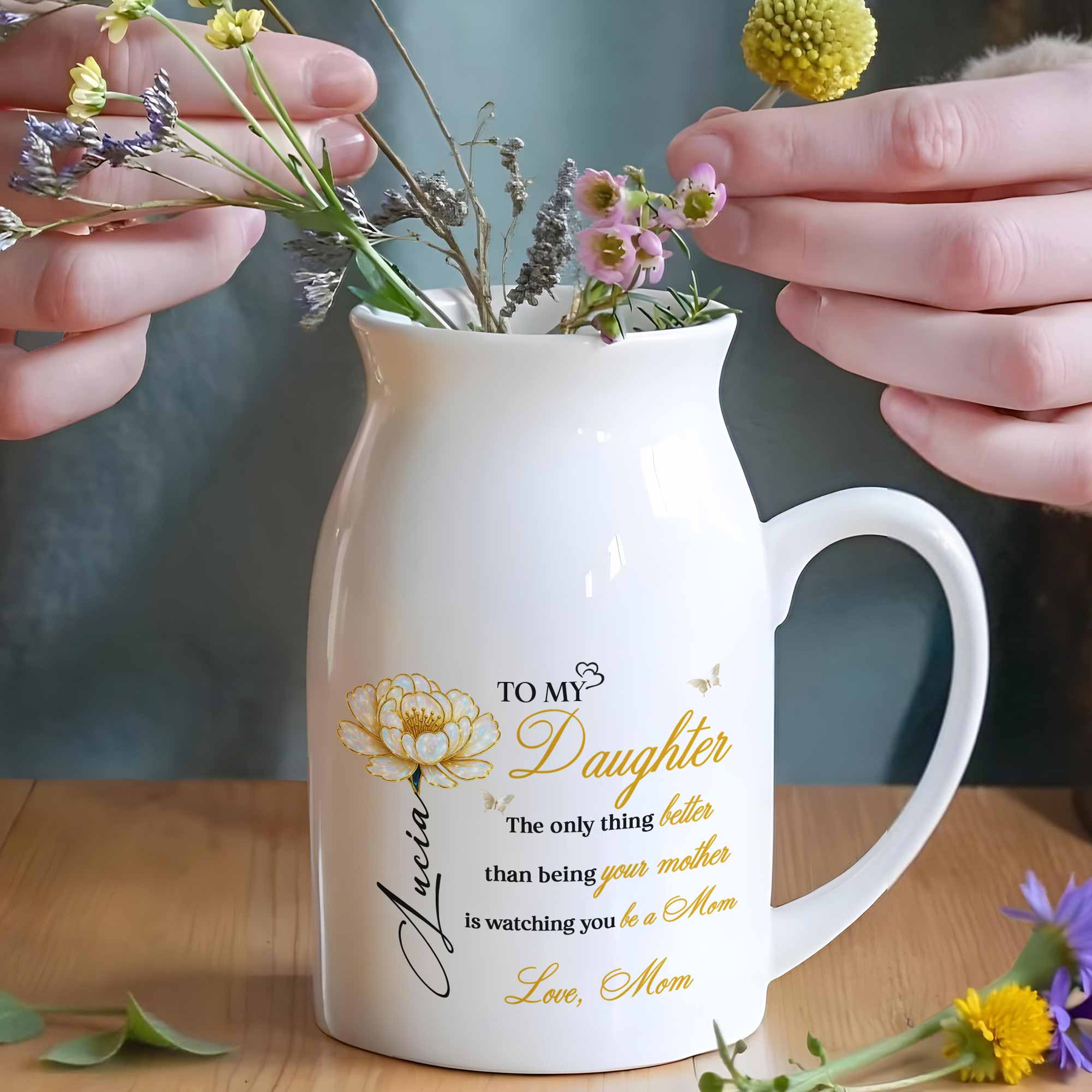 To My Daughter, Watching You Be a Mom, Flower Design - Personalized Ceramic Flower Vase