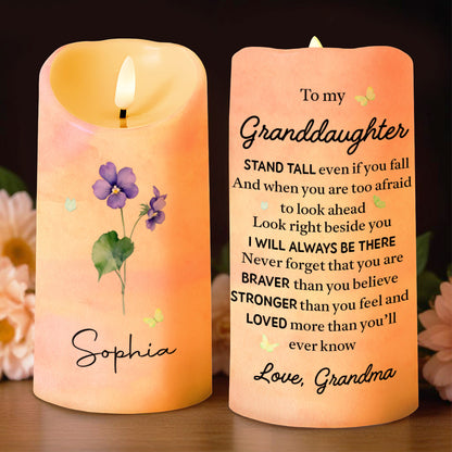 To My Granddaughter, Braver, Stronger, Loved - Personalized Custom LED Candle - GDT376_LECA