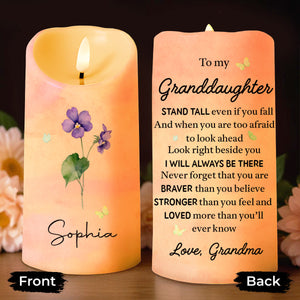 To My Granddaughter, Braver, Stronger, Loved - Personalized Custom LED Candle - GDT376_LECA