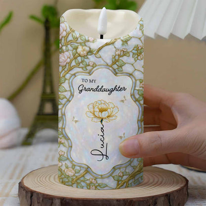 Remember Whose Granddaughter You Are, Crown And Flowers - Personalized Custom LED Candle - GDT378_LECA