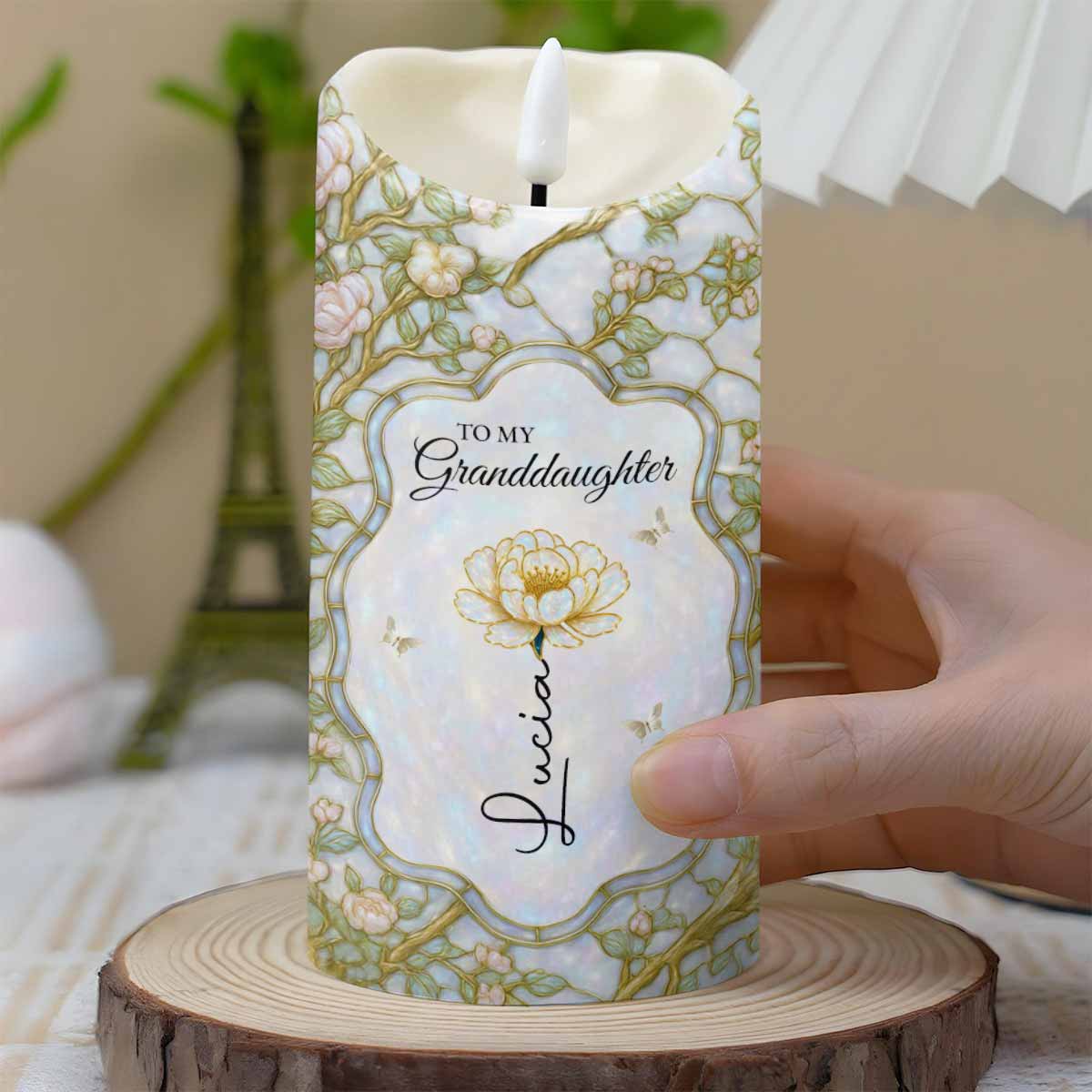 Once Upon A Time Keepsake Candle With Flowers - Personalized Custom LED Candle - GDT379_LECA