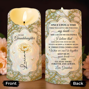 Once Upon A Time Keepsake Candle With Flowers - Personalized Custom LED Candle - GDT379_LECA