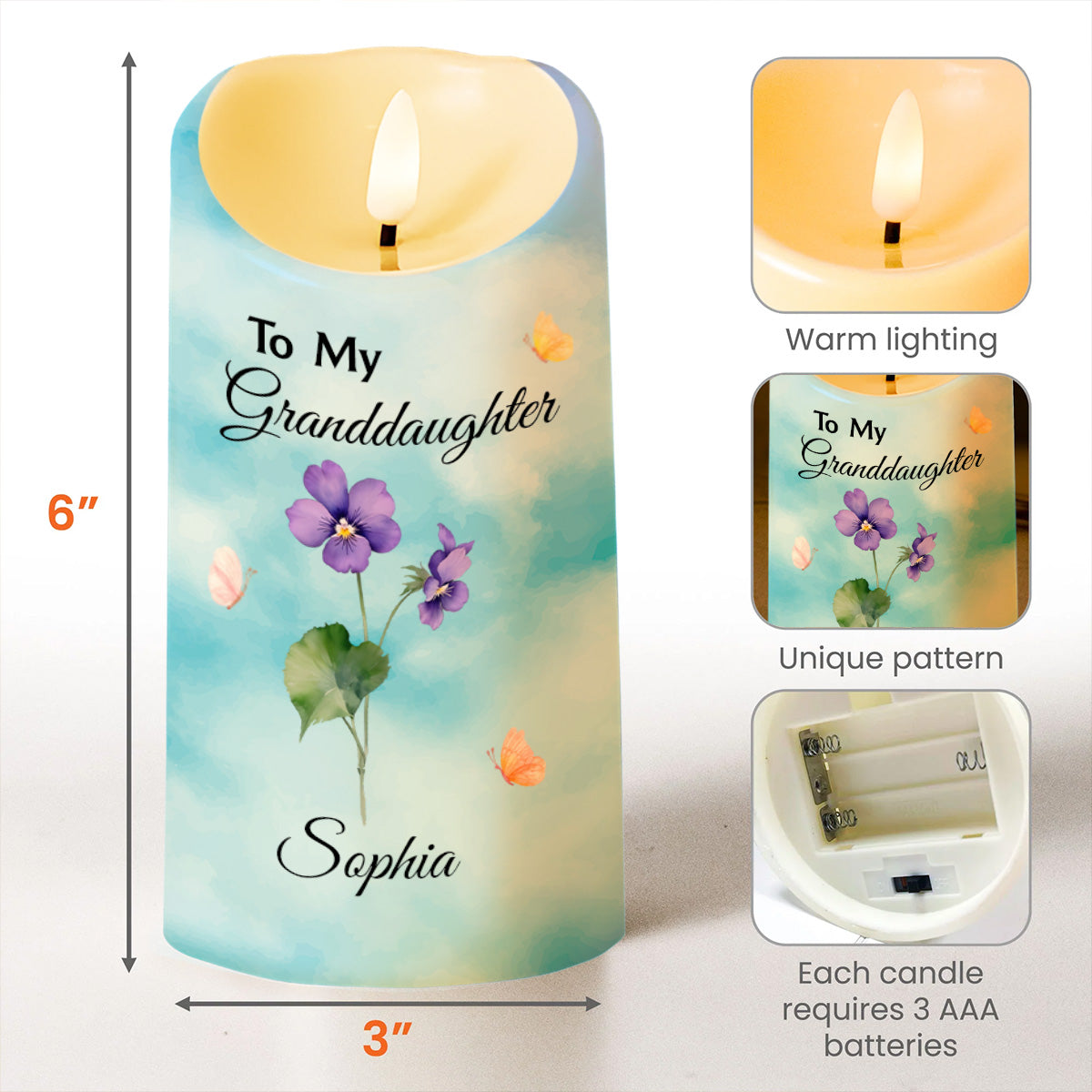 To My Granddaughter, Be Brave, Have Courage & Love Life - Personalized Custom LED Candle - GDT380_LECA
