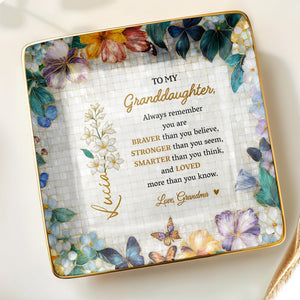 Always Remember You Are Braver Than You Believe - Personalized Custom Jewelry Dish, Ceramic Dish, Square Shape - GDT381_SCRF