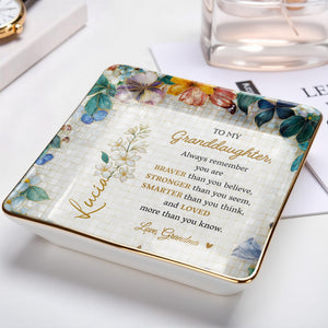 Always Remember You Are Braver Than You Believe - Personalized Custom Jewelry Dish, Ceramic Dish, Square Shape - GDT381_SCRF