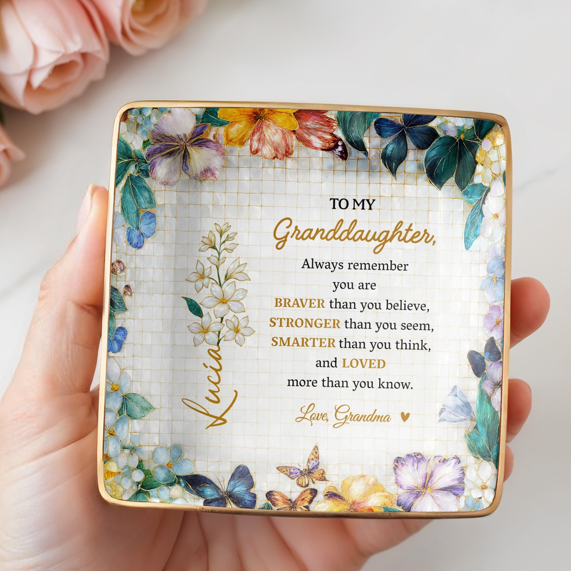 Always Remember You Are Braver Than You Believe - Personalized Custom Jewelry Dish, Ceramic Dish, Square Shape - GDT381_SCRF