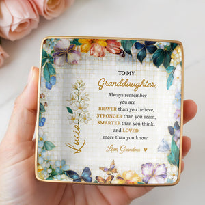 Always Remember You Are Braver Than You Believe - Personalized Custom Jewelry Dish, Ceramic Dish, Square Shape - GDT381_SCRF