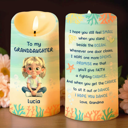 To My Granddaughter, Ocean And Starfish Themes - Personalized Custom LED Candle - GDT386_LECA