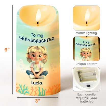 To My Granddaughter, Ocean And Starfish Themes - Personalized Custom LED Candle - GDT386_LECA