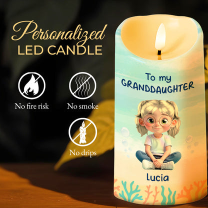To My Granddaughter, Ocean And Starfish Themes - Personalized Custom LED Candle - GDT386_LECA