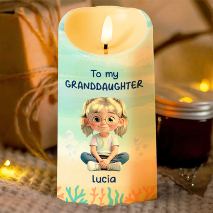To My Granddaughter, Ocean And Starfish Themes - Personalized Custom LED Candle - GDT386_LECA