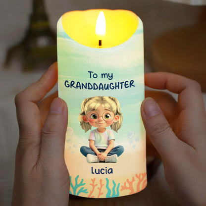 To My Granddaughter, Ocean And Starfish Themes - Personalized Custom LED Candle - GDT386_LECA
