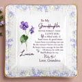 To My Granddaughter, Never Forget That I Love You, Flowers - Personalized Custom Jewelry Dish, Ceramic Dish, Square Shape - GDT387_SCRF