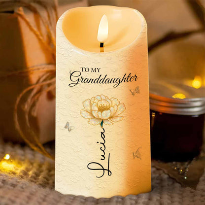 To My Granddaughter, Once Upon A Time, Flower And Butterfly - Personalized Custom LED Candle - GDT389_LECA