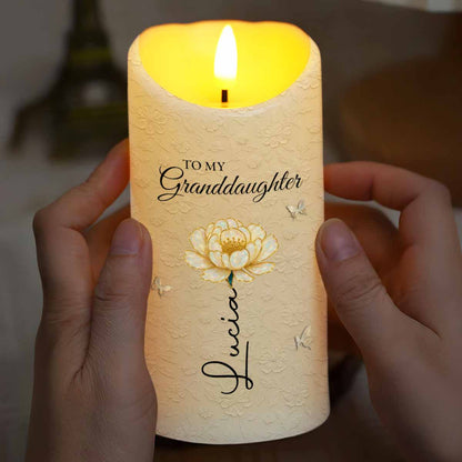To My Granddaughter, Once Upon A Time, Flower And Butterfly - Personalized Custom LED Candle - GDT389_LECA