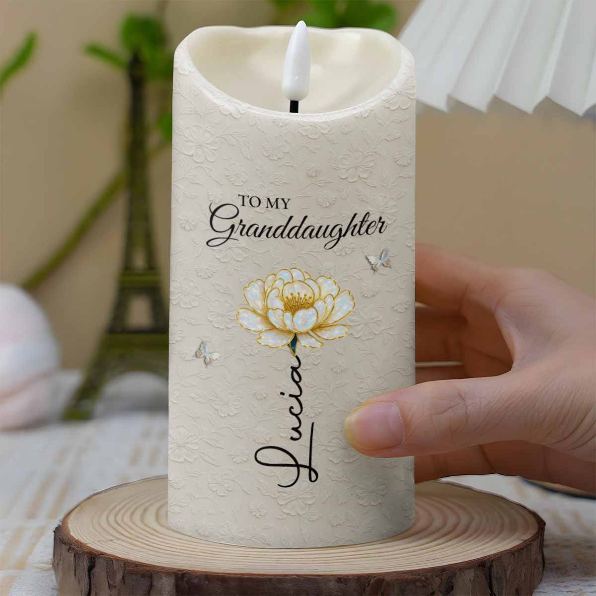 To My Granddaughter, Once Upon A Time, Flower And Butterfly - Personalized Custom LED Candle - GDT389_LECA