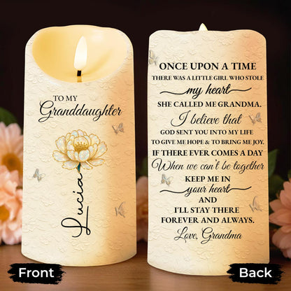 To My Granddaughter, Once Upon A Time, Flower And Butterfly - Personalized Custom LED Candle - GDT389_LECA