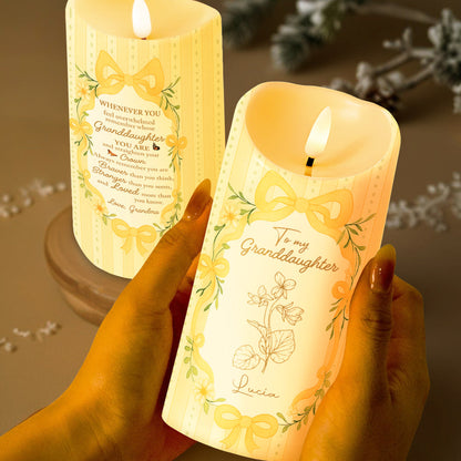 Remember Whose Granddaughter You Are, Flowers and Bows - Personalized Custom LED Candle - GDT390_LECA
