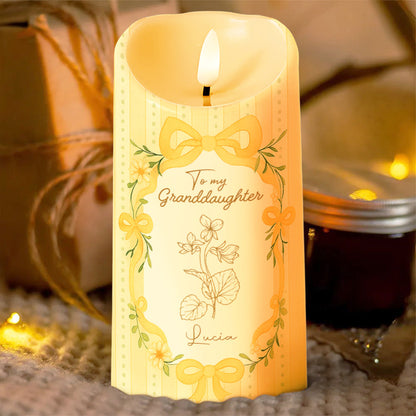 Remember Whose Granddaughter You Are, Flowers and Bows - Personalized Custom LED Candle - GDT390_LECA