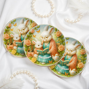 A Sweet Moment Between Grandma And Grandchild Reading - Personalized Custom Jewelry Dish, Ceramic Dish, Round Shape - GDT391_RCRF