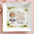 To My Granddaughter, Be A Sunflower With Sunshine And Roses - Personalized Custom Jewelry Dish, Square Ceramic Dish - GDT392_SCRD