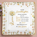 To My Granddaughter, Braver, Stronger, Loved - Personalized Custom Jewelry Dish, Ceramic Dish, Square Shape - GDT395_SCRF