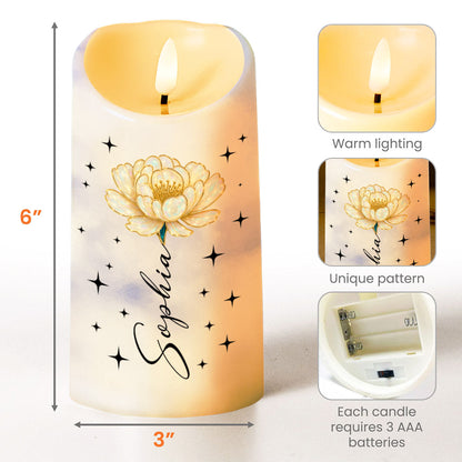 To My Granddaughter, I Love You, Flower And Stars Design - Personalized Custom LED Candle - GDT396_LECA
