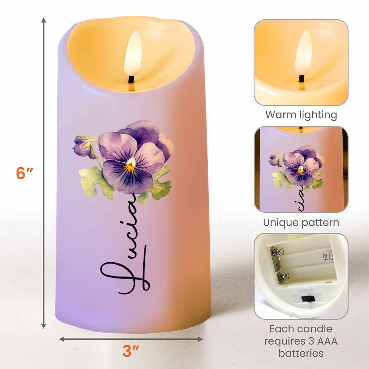 To My Granddaughter, Never Feel You Are Alone, Pansy Flower - Personalized Custom LED Candle - GDT397_LECA