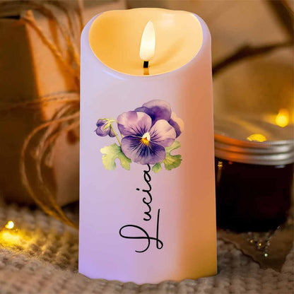 To My Granddaughter, Never Feel You Are Alone, Pansy Flower - Personalized Custom LED Candle - GDT397_LECA