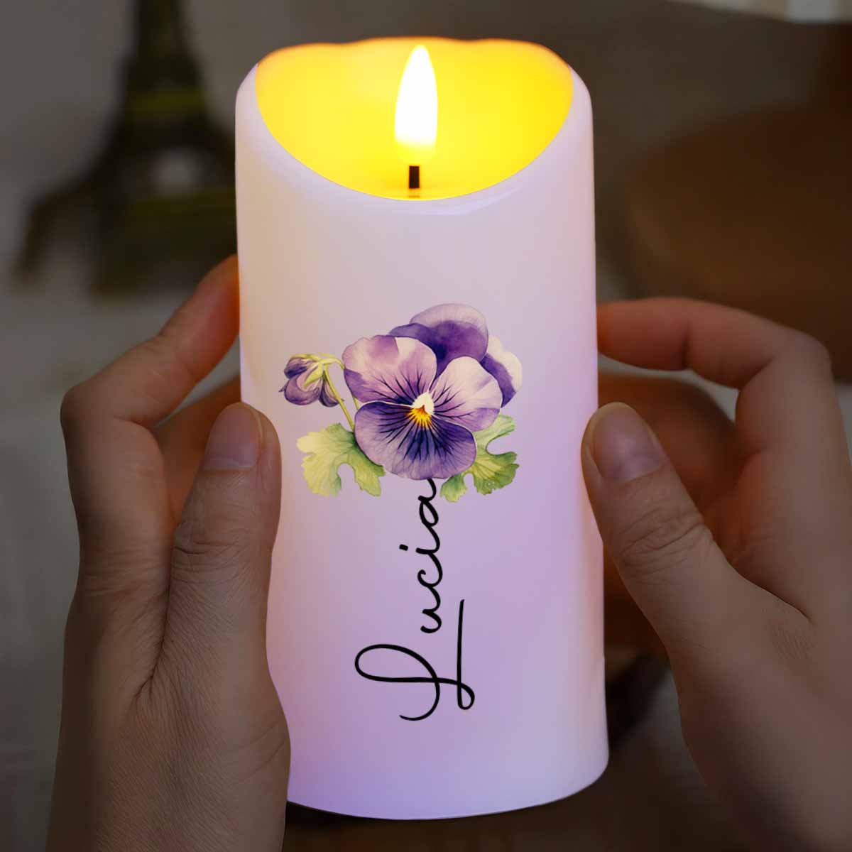 To My Granddaughter, Never Feel You Are Alone, Pansy Flower - Personalized Custom LED Candle - GDT397_LECA