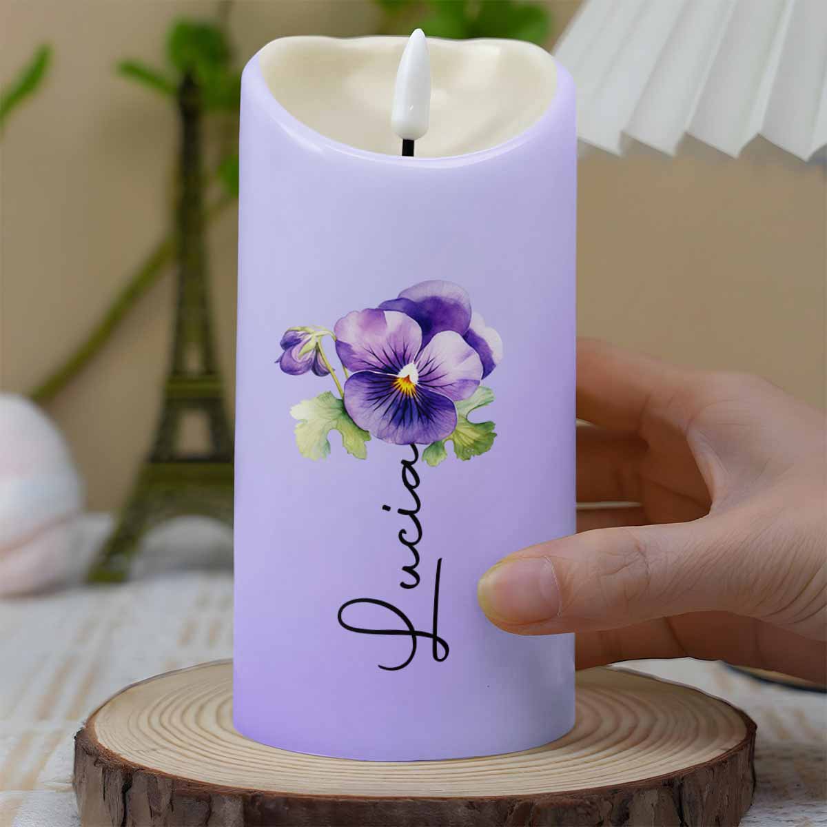 To My Granddaughter, Never Feel You Are Alone, Pansy Flower - Personalized Custom LED Candle - GDT397_LECA