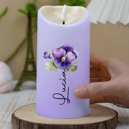 To My Granddaughter, Never Feel You Are Alone, Pansy Flower - Personalized Custom LED Candle - GDT397_LECA