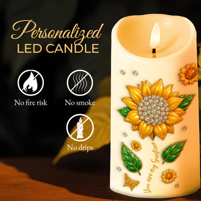 To My Granddaughter Believe In Yourself With Sunflowers - Personalized Custom LED Candle - GDT398_LECA