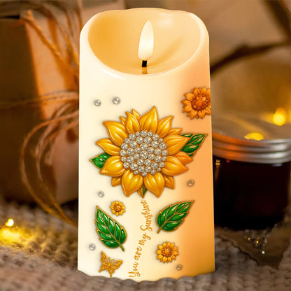 To My Granddaughter Believe In Yourself With Sunflowers - Personalized Custom LED Candle - GDT398_LECA