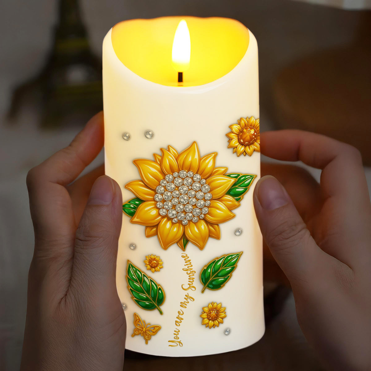 To My Granddaughter Believe In Yourself With Sunflowers - Personalized Custom LED Candle - GDT398_LECA