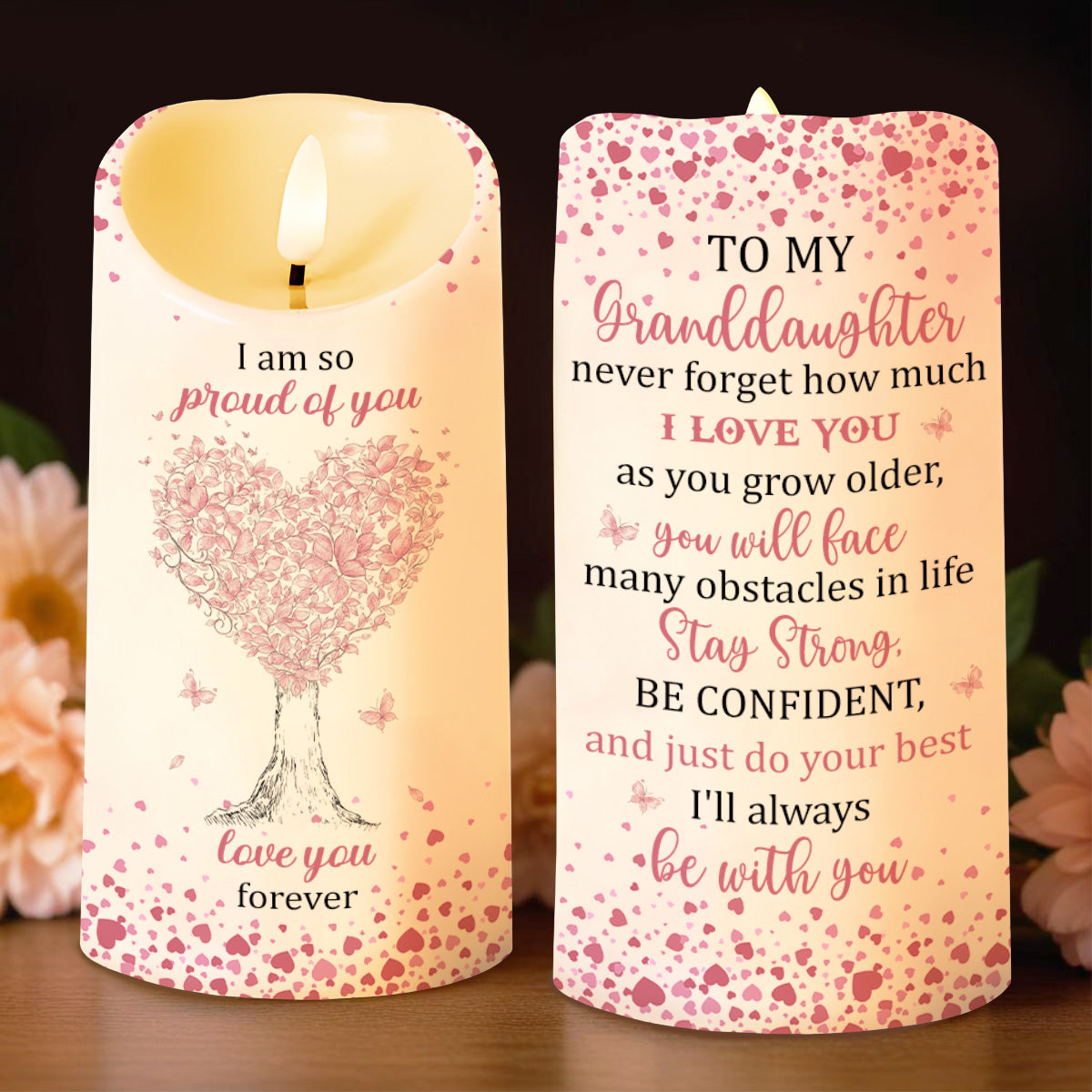 To My Granddaughter, Proud and Loving Message - Personalized Custom LED Candle - GDT399_LECA