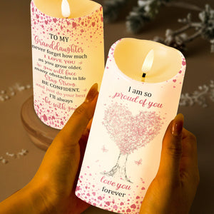 To My Granddaughter, Proud and Loving Message - Personalized Custom LED Candle - GDT399_LECA