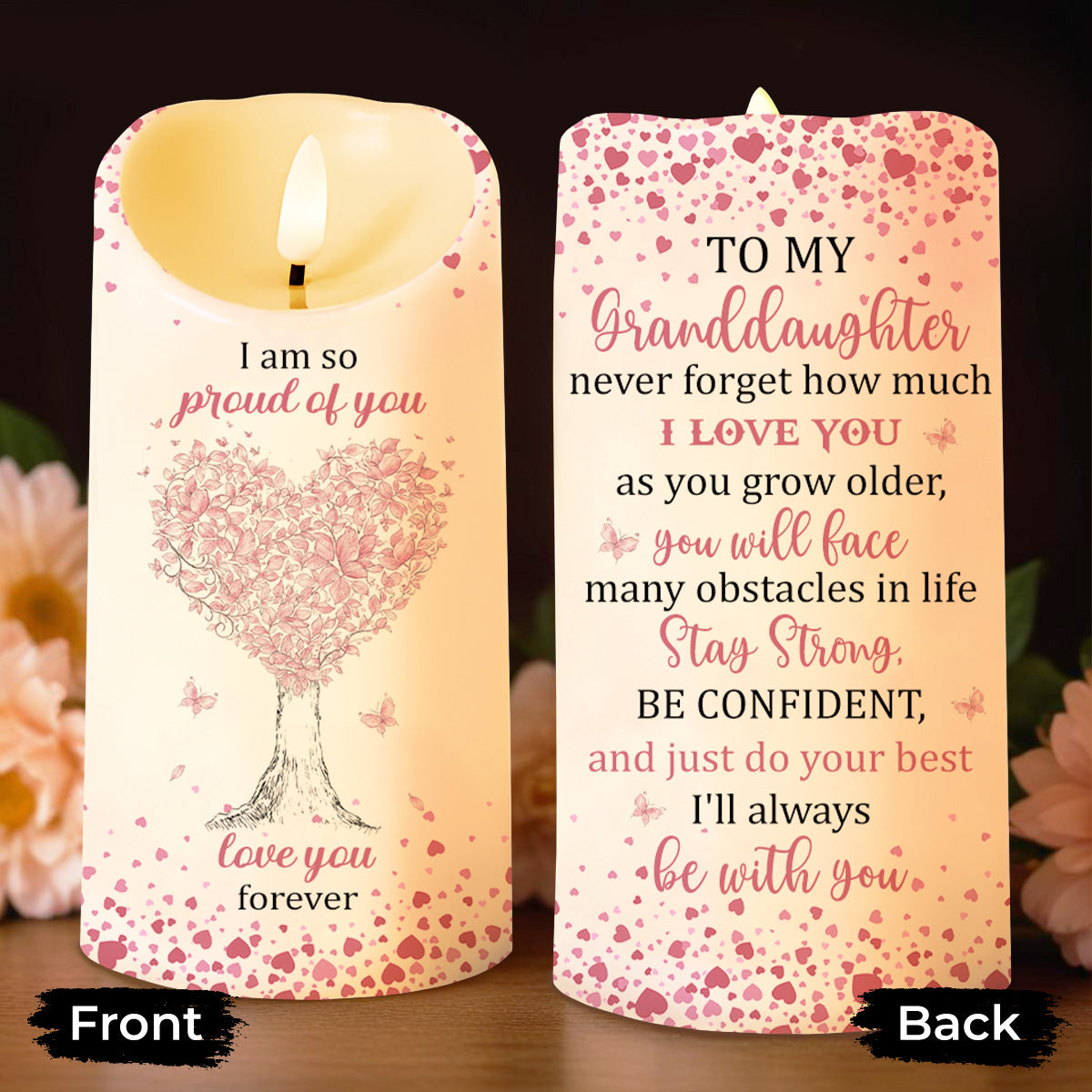 To My Granddaughter, Proud and Loving Message - Personalized Custom LED Candle - GDT399_LECA