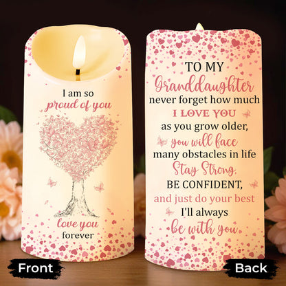 To My Granddaughter, Proud and Loving Message - Personalized Custom LED Candle - GDT399_LECA