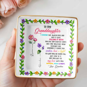To My Granddaughter, Love & Light Ceramic Square Dish - Personalized Custom Jewelry Dish, Ceramic Dish, Square Shape - GDT400_SCRF