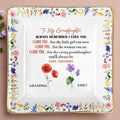 To My Granddaughter, Remember I Love You, Floral Design - Personalized Custom Jewelry Dish, Ceramic Dish, Square Shape - GDT403_SCRF
