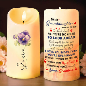 To My Granddaughter Love And Support Message With Flowers - Personalized Custom LED Candle - GDT404_LECA