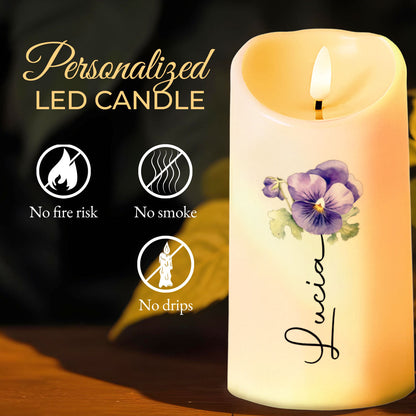 To My Granddaughter Love And Support Message With Flowers - Personalized Custom LED Candle - GDT404_LECA