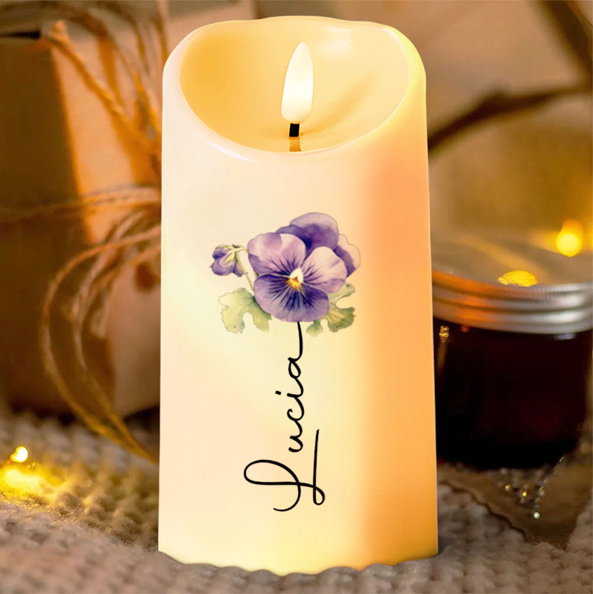 To My Granddaughter Love And Support Message With Flowers - Personalized Custom LED Candle - GDT404_LECA