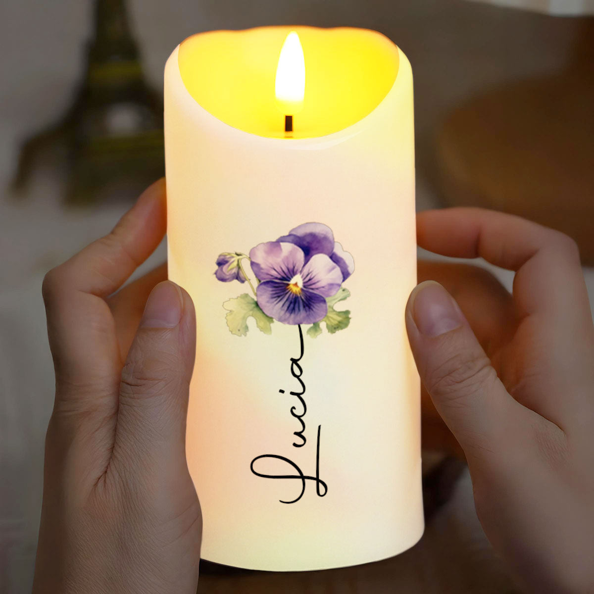 To My Granddaughter Love And Support Message With Flowers - Personalized Custom LED Candle - GDT404_LECA