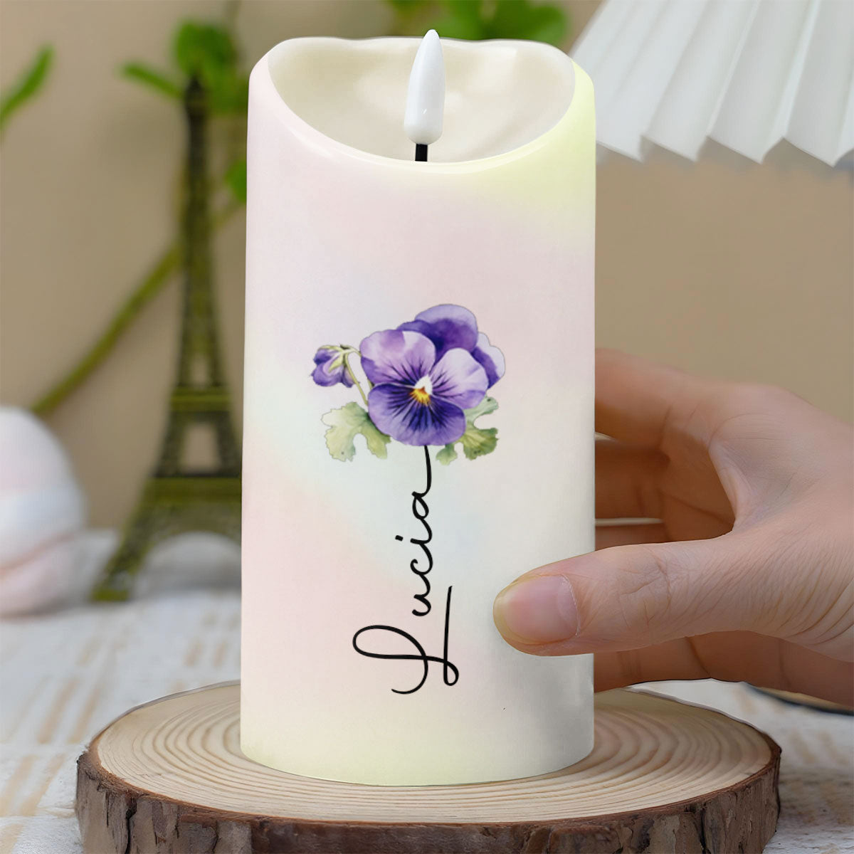 To My Granddaughter Love And Support Message With Flowers - Personalized Custom LED Candle - GDT404_LECA