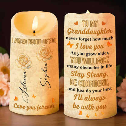 Proud Of You, Roses And Butterflies - Personalized Custom LED Candle - GDT409_LECA